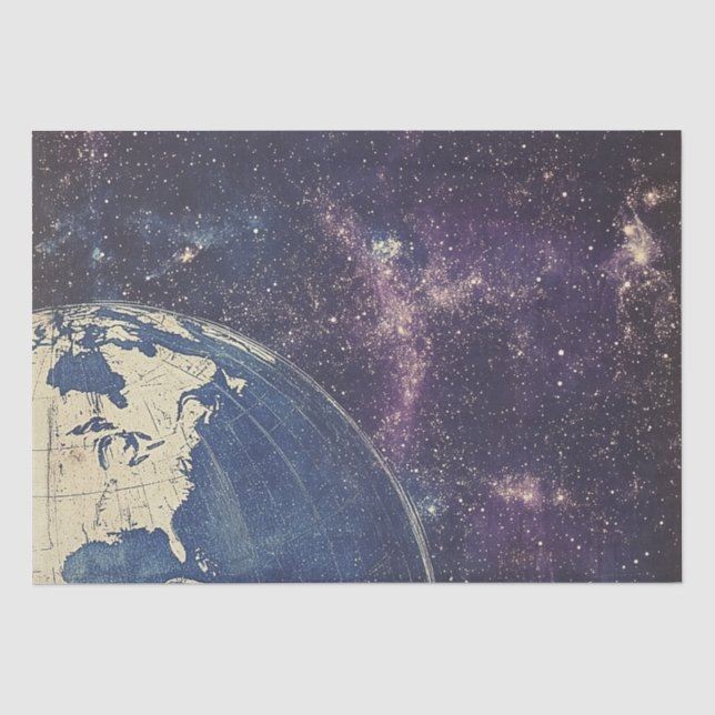 Papier Mousseline Carte du monde céleste vintage (Recto)