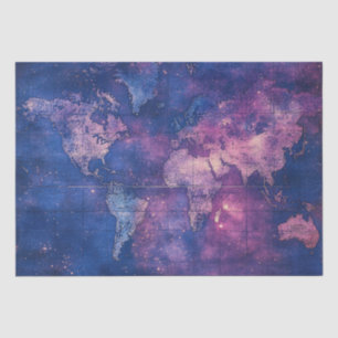 Papier Mousseline Carte du monde céleste vintage (10)