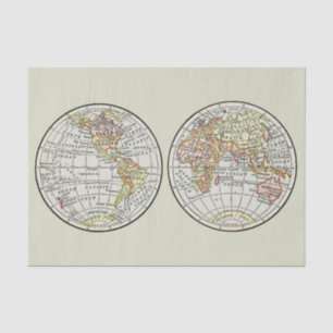 Papier Mousseline Carte du monde de voyage Terre 1916 Atlas mondial