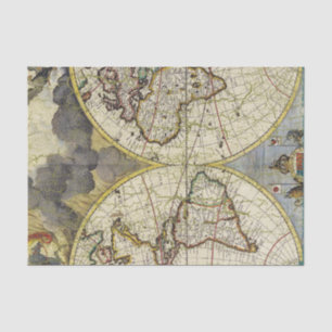 Papier Mousseline Carte du monde vintage