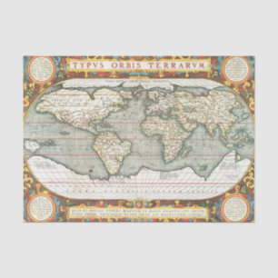 Papier Mousseline Carte du monde Vintage par Abraham Ortelius 1587-1