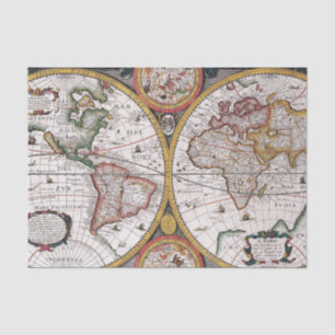 Papier Mousseline Carte du Vieux Monde