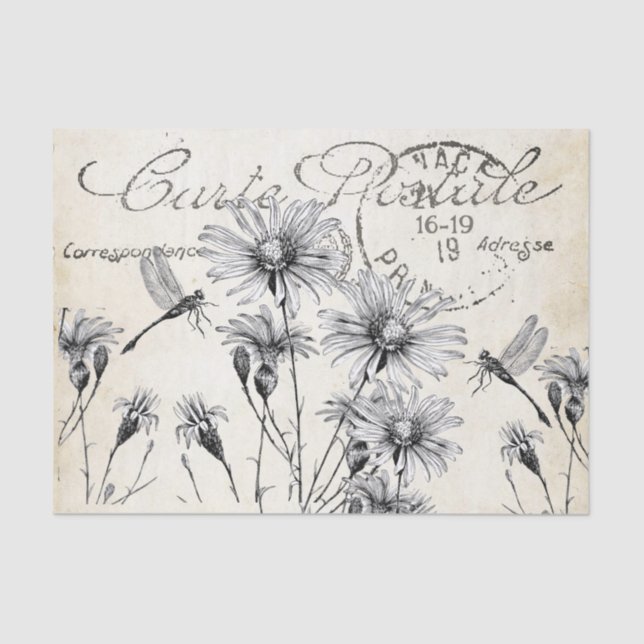 Papier Mousseline Carte Fleur sauvage Dragonfly Decoupage Craft (Recto)