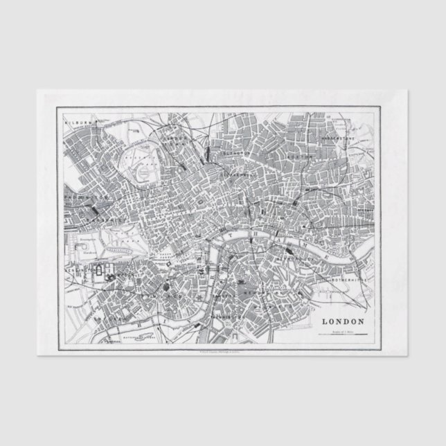 Papier Mousseline Carte Londres (Recto)