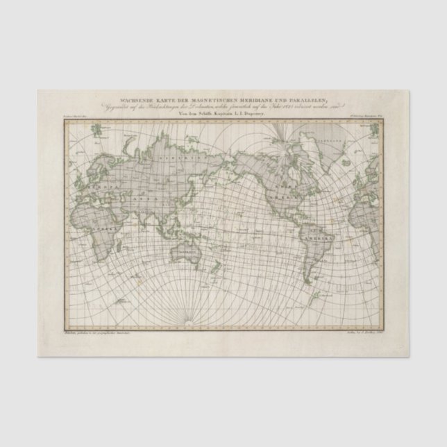 Papier Mousseline Carte magnétique du monde (Recto)
