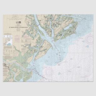 Papier Mousseline Carte marine du détroit de Sainte-Hélène à la rivi
