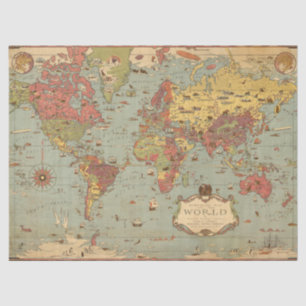 Papier Mousseline Carte Mercator du monde