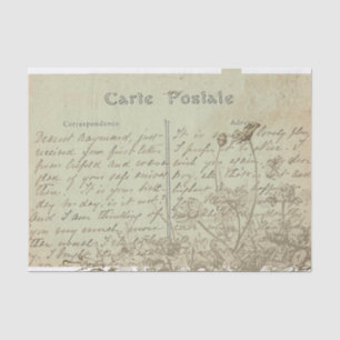 Papier Mousseline Carte Postale Anglais Script Fleur sauvage Vintage