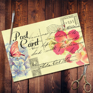 Papier Mousseline Carte postale australienne florale Ephemera Decoup