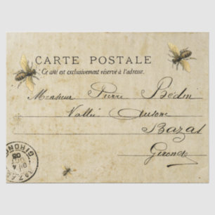 Papier Mousseline Carte postale d'abeilles française
