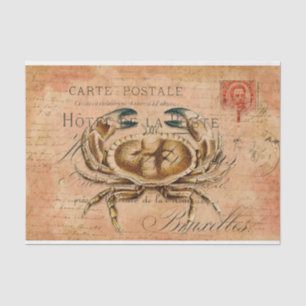 Papier Mousseline Carte postale française de crabe vintage