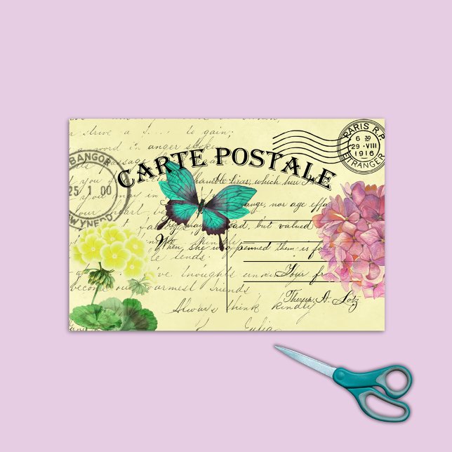 Papier Mousseline Carte postale française papillon (Créateur téléchargé)