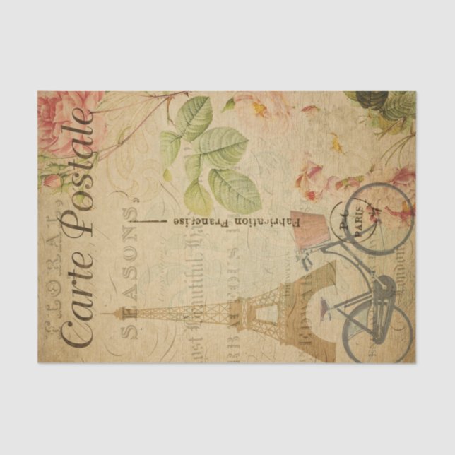 Papier Mousseline Carte postale française Tour Eiffel (Recto)