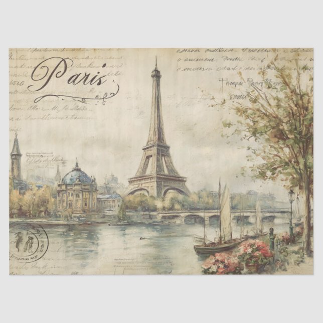 Papier Mousseline Carte postale Paris vintage (Recto)
