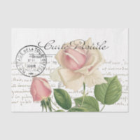 Carte Postale Rose Rose French Script Vintage