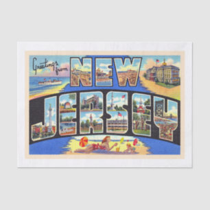 Papier Mousseline Carte postale Vintage à grandes lettres de l'état 