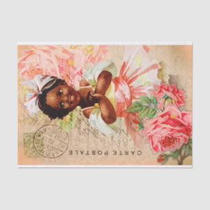 Papier Mousseline Carte Postale vintage Baby Girl Decoupage Papier T