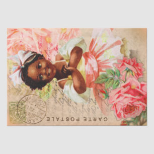 Papier Mousseline Carte Postale vintage Baby Girl Decoupage Papier T