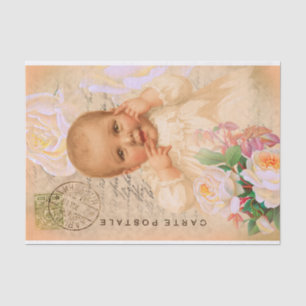 Papier Mousseline Carte Postale vintage Baby Girl Decoupage Papier T