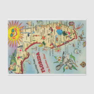 Papier Mousseline Carte postale vintage colorée de Floride