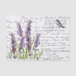 Papier Mousseline Carte postale Vintage Lavender Bird en français Sc