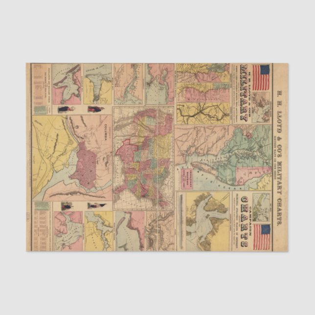 Papier Mousseline Carte stratégique militaire de la guerre civile vi (Recto)