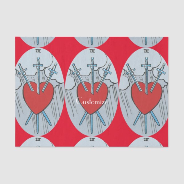 Papier Mousseline Carte Tarot 3 épées Thunder_Cove  (Recto)