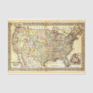 Papier Mousseline Carte vintage 1861 - 1889 USA