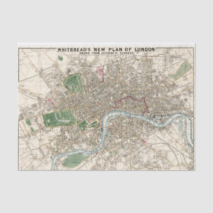 Papier Mousseline Carte Vintage de Londres Angleterre (1853)