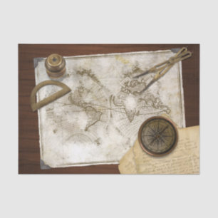 Papier Mousseline Carte vintage et outils du monde
