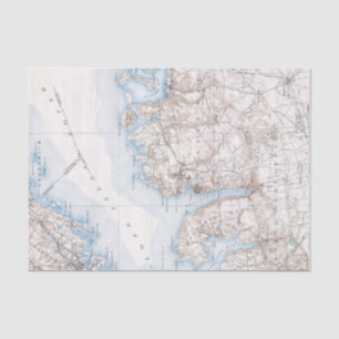 Papier Mousseline Carte vintage Oyster Bay Long Island New York
