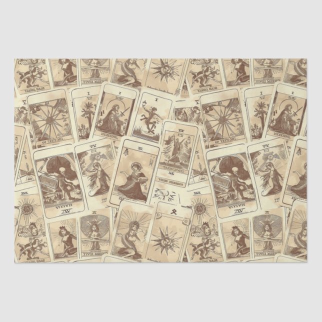 Papier Mousseline Cartes de Tarot Sepia vintage Look (Recto)