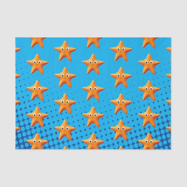 Papier Mousseline Carton mignon Starfish Blue Ocean (Recto)