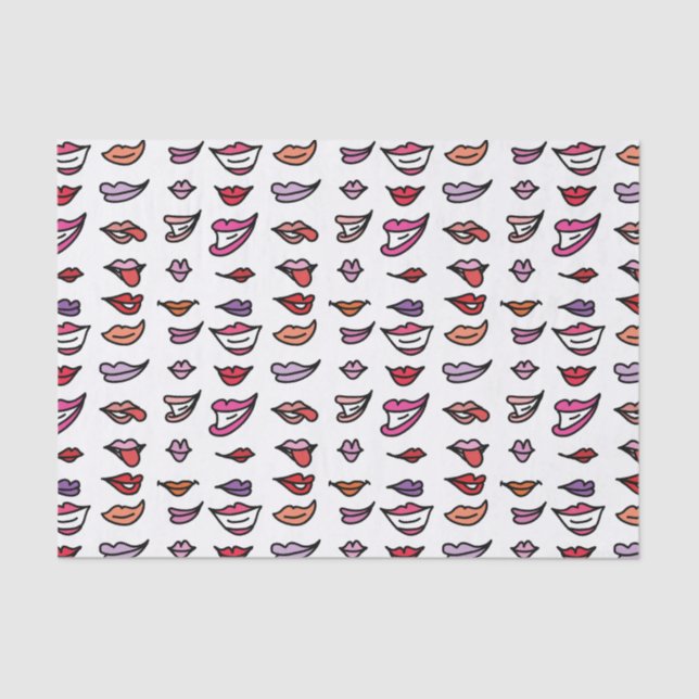 Papier Mousseline Cartoon Lipstick Sourires Motif amusant (Recto)
