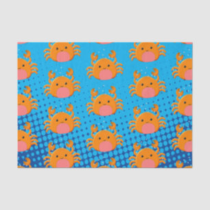 Papier Mousseline Cartoon mignon Crabe bleu océan