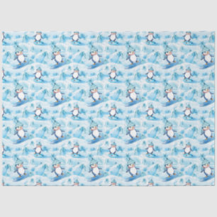 Papier Mousseline Cartoon Penguin Surfing