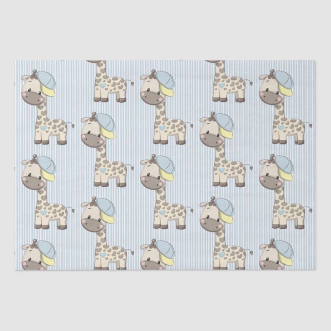 Papier Mousseline Cartoon personnalisé Baby Boy Giraffe Tissu Papier (Recto)