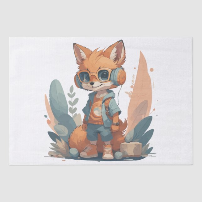 Papier Mousseline Casque pour bébé fox amusant (Recto)