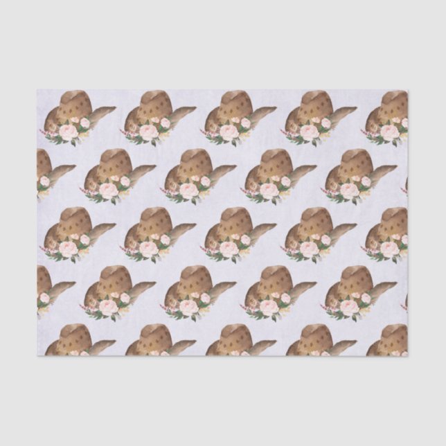 Papier Mousseline Casquette Brown Cowgirl avec fleurs roses (Recto)