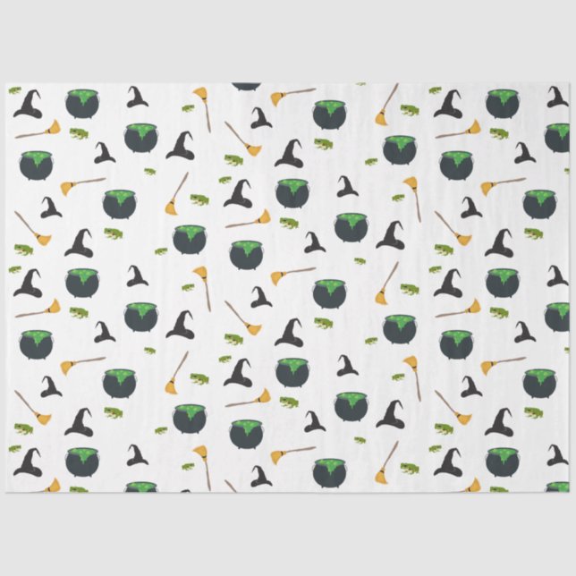 Papier Mousseline Casquette de sorcière Broom Caldron Motif Hallowee (Recto)