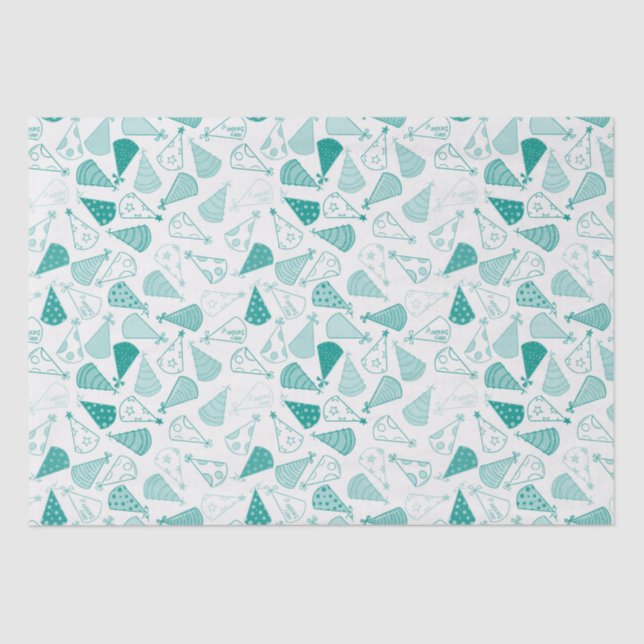 Papier Mousseline Casquettes turquoises (Recto)