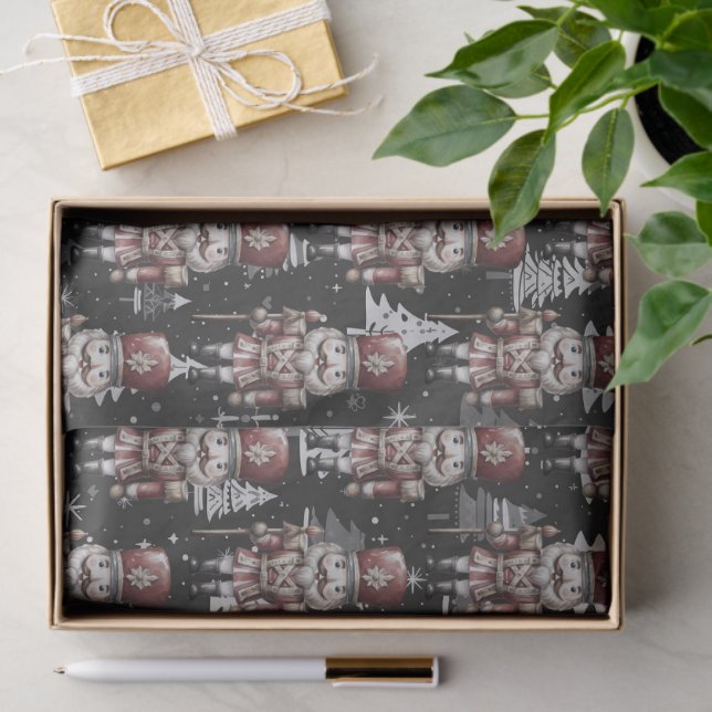 Papier Mousseline Casse-Noisette Soldat Capitaine Noël Arbres blancs (Cadeau)