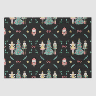 Papier Mousseline Casse-noisettes de Noël Soldats et fées en noir