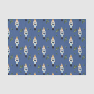 Papier Mousseline Casse-noix bleu Noël et Branches Holly Berry