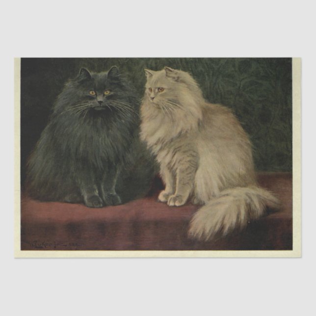 Papier Mousseline Cat Ephemera Decoupage Blu Cream Persians (Recto)