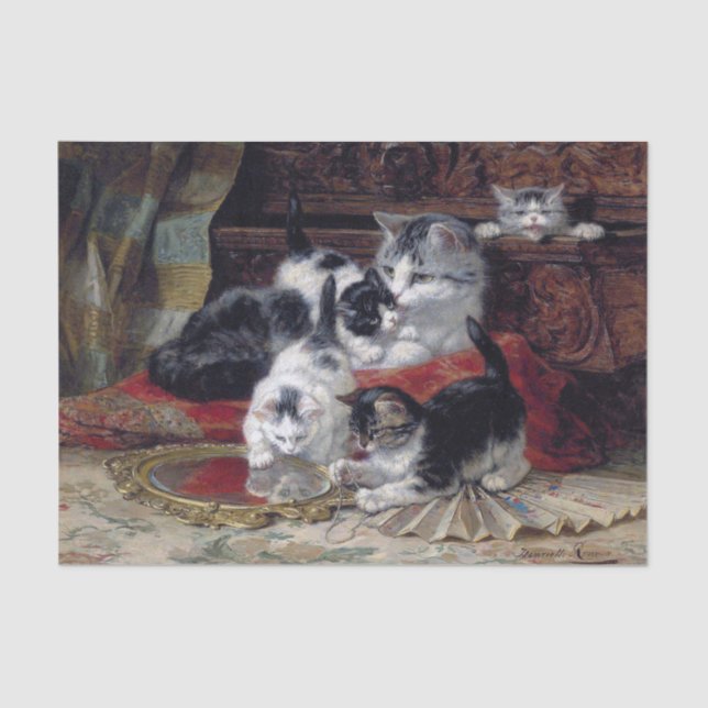 Papier Mousseline Cat & Kittens ・ Henriette Ronner-Knip (1821-1909) (Recto)