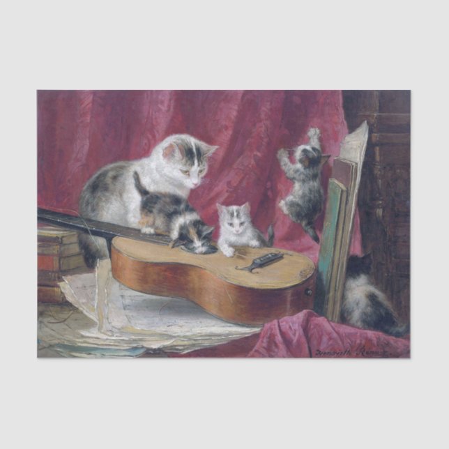 Papier Mousseline Cat & Kittens ・ Henriette Ronner-Knip (1821-1909) (Recto)