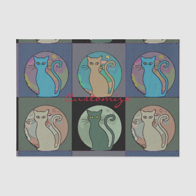 Papier Mousseline Cat Lady Multi Cats assis Thunder_Cove (Recto)