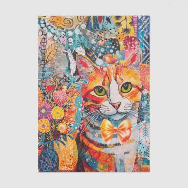 Papier Mousseline Cat Mixed Mixed Paper Collage Tissue Paper (Recto)