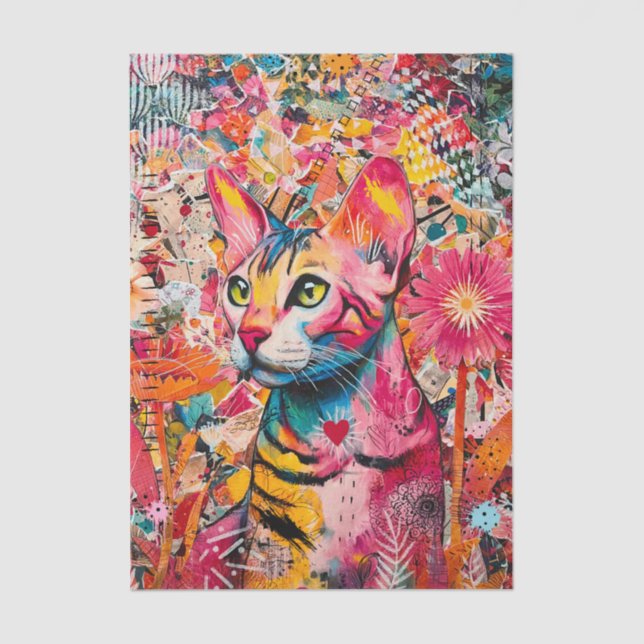 Papier Mousseline Cat Mixed Mixed Paper Collage Tissue Paper (Recto)